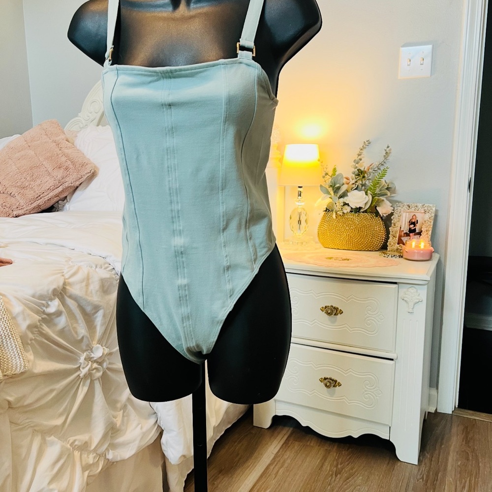 H&M Green Shapewear Bodysuit with Square Neckline
